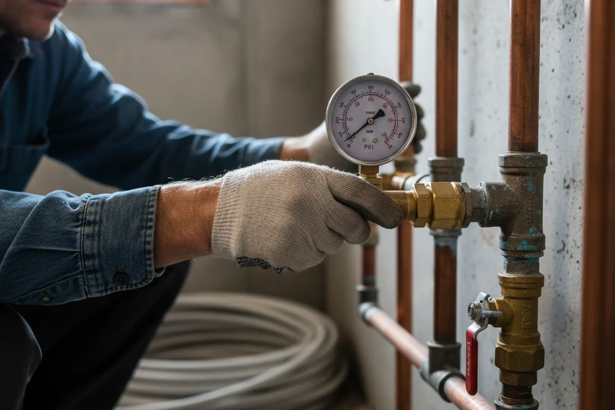 Pressure testing a repaired line during Water Line Repair in Hodgenville